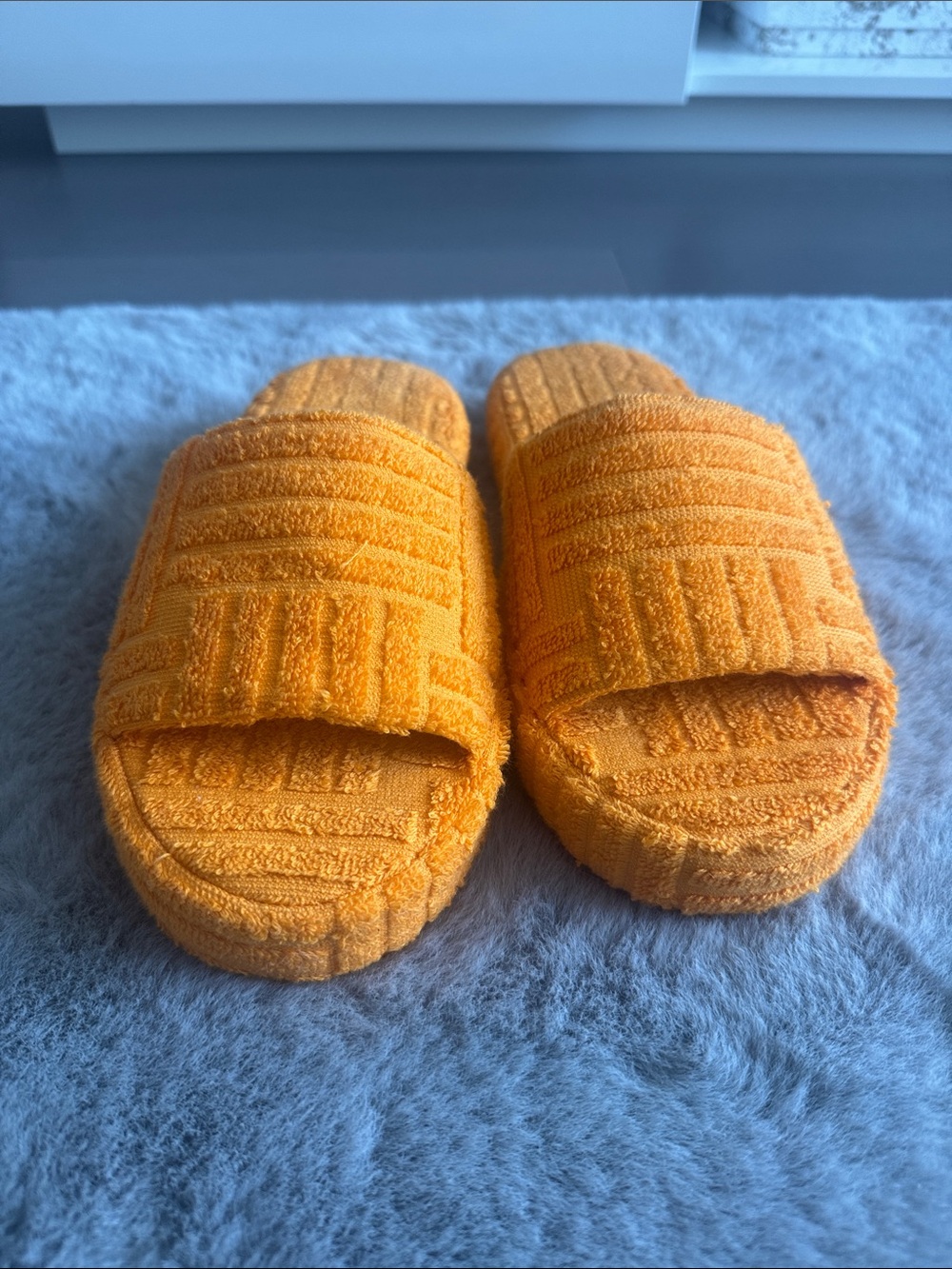 Bottega Terry Cloth Slide Slippers - Bright Orange